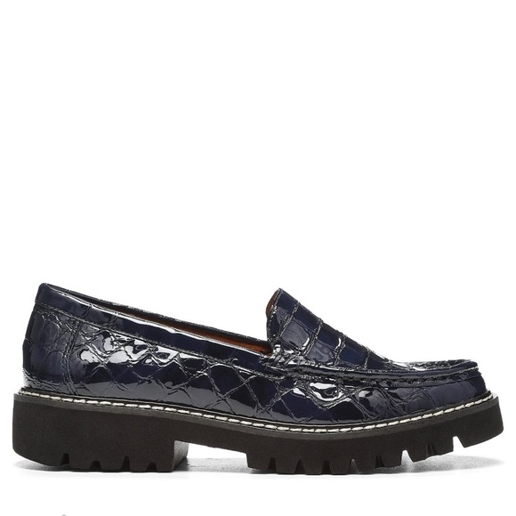 Donald Pliner The Hope Dark Blue Slip on Loafers Size 8 NWOB - Picture 1 of 5